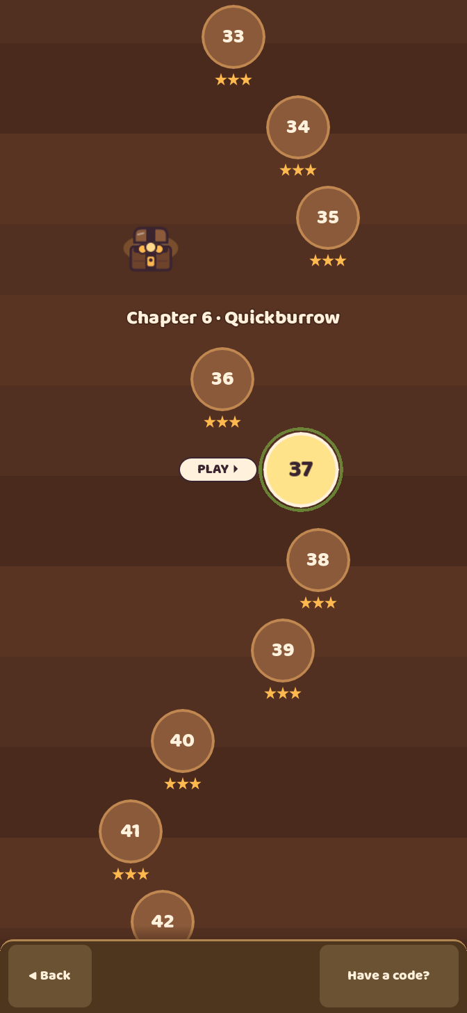 The underground level map showing chapters of hand-made levels